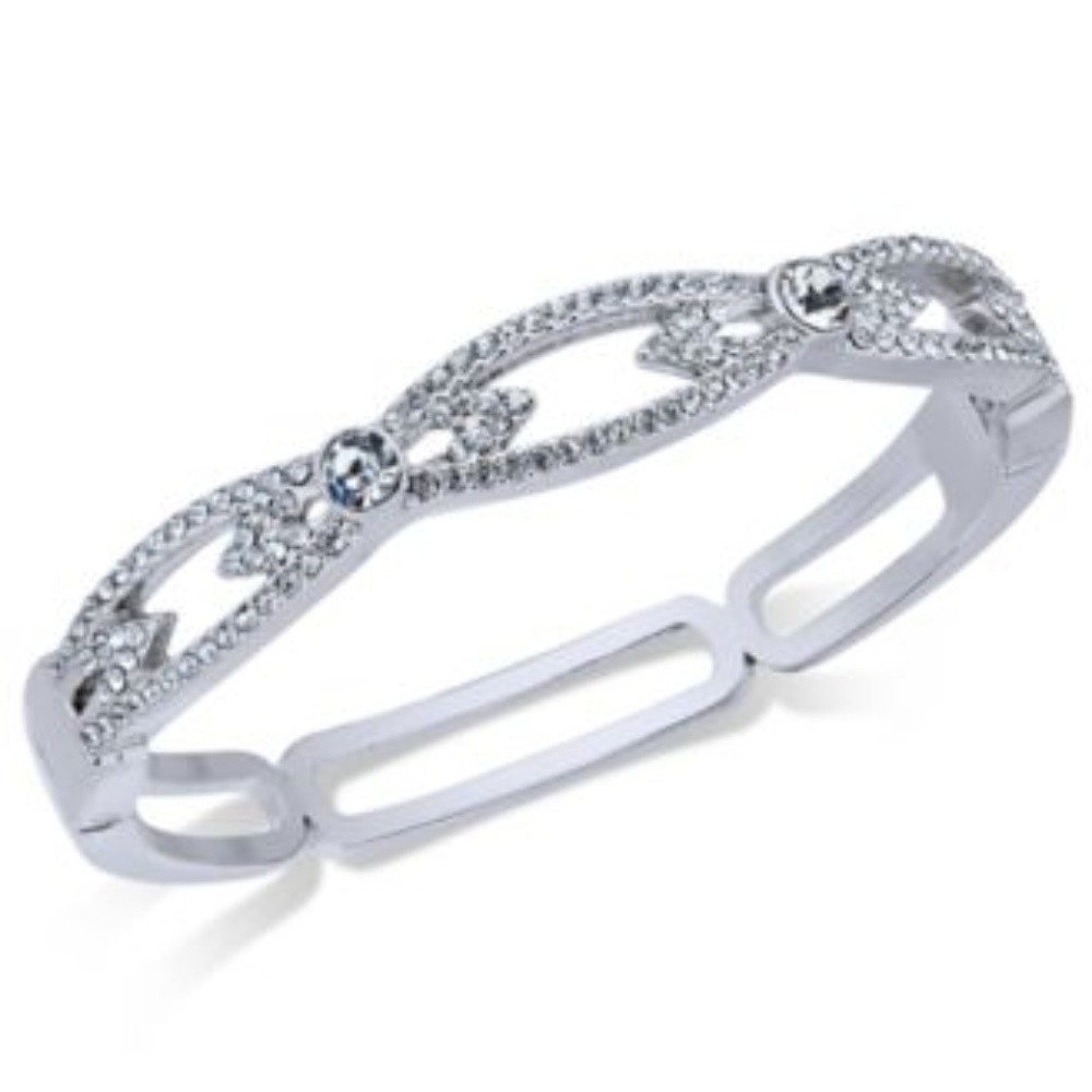 Charter Club Silver-Tone Pave Hinged Bangl Silver